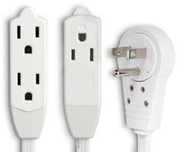 Maximm Cable 6 Ft 360° Rotating Flat Plug Extension Cord/Wire, 16 AWG Multi 3 Outlet Extension Wire, 3 Prong Grounded Wire - White - UL Listed