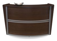 OFM Core Collection Marque Series Single Unit Curved Reception Station, in Walnut (55290-WALNUT)