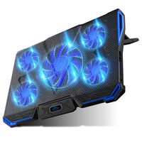 Carantee Laptop Cooling Pad 5 Quite Fans Notebook Cooler Pad USB Powered, Blue LED Light, 7 Level Adjustable Mount Stands (Blue)