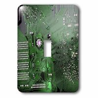 3dRose lsp_161561_1 Green Computer Chip Macro Photography Microchip Motherboard Electronics Circuits Tech Geek Nerd Single Toggle Switch