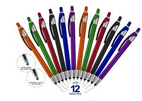 12 Pack Stylus with Ball Point Pen for iPad Mini, iPad 2/3, New iPad, iPhone 5 4S 4 3GS, iPod Touch, Motorola Droid, Samsung Galaxy, Asus (Assorted Colors)