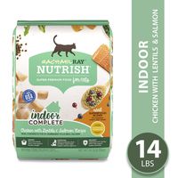 Rachael Ray Nutrish Indoor Complete Premium Natural Dry Cat Food, Chicken with Lentils & Salmon Recipe, 14 Pounds