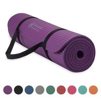 Gaiam Essentials Thick Yoga Mat Fitness & Exercise Mat with Easy-Cinch Yoga Mat Carrier Strap, Purple, 72"L x 24"W x 2/5 Inch Thick
