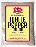 Ground White Pepper Powder 16 Ounce (1 Pound) - by Spicy World - Pure, Packaged Fresh
