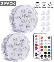Qoolife RGBW Underwater LED Lights with Magnet, RF Remote and Suction Cups - 3.3" AA Battery Operated IP68 Waterproof Submersible Led Lights Decor Light for Pond,Hot Tub,Jacuzzi,Fountain (2 Pack)