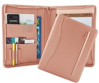 Professional PU Leather Padfolios Business Portfolio Document Organizer & Holder Padfolio Case for Notepads,Pens,Phone,Documents,Business Cards Blush Pink