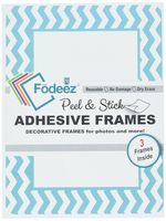 Fodeez Frames Peel & Stick Reusable Adhesive Picture Frames/Dry Erase Boards for Non-Magnetic Refrigerators, Solid Wood, Smooth Walls, etc, 4" X 6", Chevron Teal, Pack of 3 (FF-46-03-CHEV-TEAL)