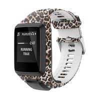 PATROHOO Bands for Tomtom Runner 2/3 Strap,Compatible with Spark 3/Golfer2/Adventurer,Rubber Replacement Band for Screen Protector-GPS Smart Watch Accessories.(Leopard)