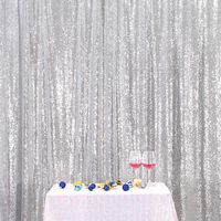 Eternal Beauty Silver Sequin Wedding Backdrop Photography Background Party Curtain, 4Ft X 6Ft