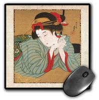 3dRose LLC 8 x 8 x 0.25 Inches Mouse Pad, 1850 Japanese Portrait Painting of Woman (mp_62455_1)