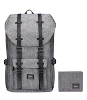 KAUKKO Laptop Outdoor Backpack Travel Hiking Camping Rucksack Casual College Daypack Fits 15" (1linen Grey[2PC])