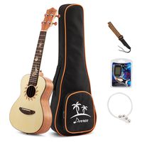 Donner Tenor Ukulele DUT-3 26 inch Spruce Body Sun Pattern Ukulele Kit with Tuner Strap String Case