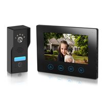 Video Doorbell with 7inch Monitor 4-Core wired IP44 water-proof Video Door Phone Intercom Kit 1-camera 1-monitor Night Vision Touch Button Color Screen - No Wi-Fi & APP White (4wire Black)