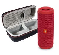 JBL Flip 4 Portable Bluetooth Wireless Speaker Bundle with Protective Travel Case - Red