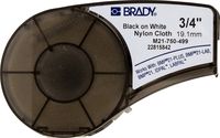 Brady High Adhesion Cloth Label Tape (M21-750-499) - Black On White Nylon - Compatible with BMP21-PLUS, ID PAL, and LABPAL Printers - 16' Length, 0.75" Width