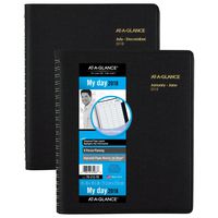 AT-A-GLANCE Daily Appointment Book, January 2018 - December 2018, 8-1/2" x 10-7/8", Eight Person, Group Planner, Black (7021278)