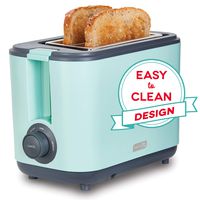 Dash DEZT001AQ 2 Slice Extra Wide Slot Easy Toaster with Cool Touch + Defrost Feature, for Bagels, Specialty Breads & other Baked Goods, Aqua