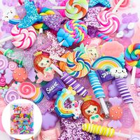Holicolor 120pcs Cute Slime Charms Assorted Purple Candy Sweets Resin Flatback Slime Beads Making Supplies for DIY Craft Making and Ornament Scrapbooking