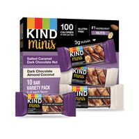 KIND Bar Mini's, Salted Caramel & Dark Chocolate Almond Coconut, Gluten Free, 100 Calories, Low Sugar, 10 Count, Pack of 6