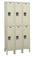 Hallowell U3588-2A-PT Premium Locker, 45" Width x 18" Depth x 78" Height, Double Tier, 3-Wide, Assembled, 729 Parchment