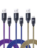 OKRAY 3 Pack 6 Ft/1.83M Nylon Braided Micro 2.0 USB Charging Cable Charge Cords with Aluminum Connectors Compatible for Android, Samsung Galaxy S6/S7 Edge, Note, Nexus, HTC, LG (Purple Gold Blue)