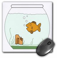 3dRose LLC 8 x 8 x 0.25 Inches Mouse Pad, Gold Fish in Bowl (mp_43834_1)