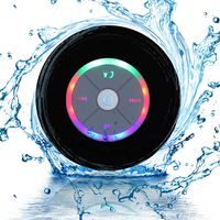 Waterproof Portable Shower Bluetooth 4.0 Speakers Subwoofer by Exkokoro(TM), Colorful LED Effect, Strong Adhesion, Hands-Free Calls for Smartphone All Bluetooth Device(Black)