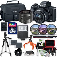 Canon EOS M50 Mirrorless Digital Camera (Black) with 15-45mm STM Lens Kit with Premium Accessory Bundle