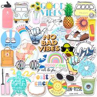 VSCO Vinyl Stickers Aesthetic,Trendy - VSCO Girl Essential Stuff for Water Bottles Stickers Suitable for Photo Sharing, Swimming,Outdoor（Mix Colorful）