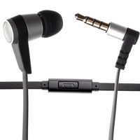 Single Earbud Stereo-to-Mono Headphone w/Mic (Black/Silver), Aluminum with Rubberized Ribbon Cable