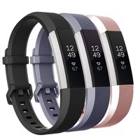 Keasy Replacement Bands Compatible with Fitbit Alta and Fitbit Alta HR, Soft Silicone Wristbands with Secure Metal Buckle for Men Women (Black/Grey/Rose Gold, Small(5.5"-6.7"))