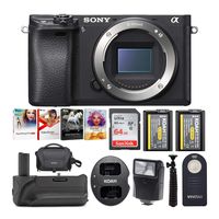 Sony Alpha a6500 24.2MP Mirrorless Digital Camera (Body Only) with 64GB Card and Battery Bundle
