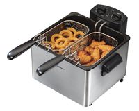 Hamilton Beach Deep Fryer with 2 Frying Baskets, 19 Cups / 4.5 Liters Oil Capacity, Lid with View Window, Professional Grade, Electric, 1800 Watts, Stainless Steel (35036)