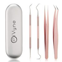 Premium Vinyl Weeding Tool Kit - Precision Stainless Steel Weeder - Hook and Pick with Fine Tweezers Crafting Set - by iVyne (Rose Gold)