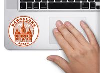 Oval spain barcelona red tower 3x3 inches funny color america sticker decal die cut vinyl - Made and Shipped in USA