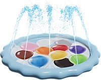 SplashEZ USA 3-in-1 Splash Pad, Sprinkler for Kids and Toddler Pool for Learning - Children's Sprinkler Pool, 60'' Inflatable Water Toys - "Color Balloons" Outdoor Swimming Pool for Babies and Toddler