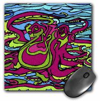 3dRose LLC 8 x 8 x 0.25 Inches Mouse Pad, Pink Octopus (mp_13617_1)