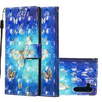 Wallet Case with Black Dual-use Pen,Aoucase Luxury Wrist String 3D Luxurious Butterfly Painting Card Holder Shock Resistant Soft TPU PU Leather Case for Galaxy Note 10/Note 10 5G