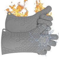 Jolly Green Products Ekogrips Premium BBQ Oven Gloves | Best Versatile Heat Resistant Grill Gloves | Insulated Silicone Oven Mitts for Grilling | Waterproof | Forearm Protection | Grey, L/XL