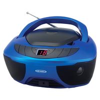 Jensen CD-475B Portable Sport Stereo Boombox CD Player with AM/FM Radio and Aux Line-in & Headphone Jack (Blue)