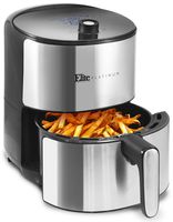 Elite Platinum EAF-680D Digital Air Fryer Oil-Less Cooker, XL Capacity up to 3.2 Lbs of Food 8 Menu Functions, PFOA/PTFE Free, 1500-Watts with 26 Full Color Recipes, 4.5 Quart, Stainless Steel