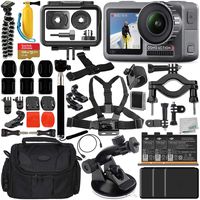 DJI Osmo Action 4K Camera with Deluxe Accessory Bundle - Includes: 2X DJI Battery for Osmo Action Camera + SanDisk Extreme 128GB microSDXC Memory Card + Carrying Case + Suction Cup Mount + More