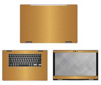 Decalrus - Protective Decal for Dell Inspiron i7569 2-in-1 (15.6" Screen) Laptop Gold Texture Brushed Aluminum Skin case Cover wrap BAdellInspiron7569Gold