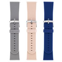 WITHit Designer Replacement Bands for Fitbit Versa/Versa 2, 3-Pack, Silicone, Navy, Blush Pink, Light Gray - Secure and Adjustable Closures, Fitbit Watch Band Replacements, Fits Most Wrists