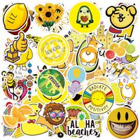 PPOGOO VSCO Big Cute Vinyl Stickers for Water Bottle, Laptop, Phone, Teens, Kids, Girls, Trendy, Aesthetic, Decals, Hydroflask, Waterproof, Cool, Yellow【70PCS】