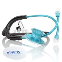 MDF Acoustica Deluxe Lightweight Dual Head Stethoscope - Free-Parts-for-Life & Lifetime Warranty - Aqua and Black (MDF747XP-AQ11)