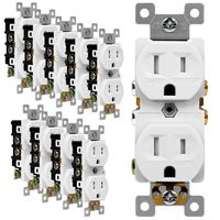 ENERLITES Duplex Receptacle Outlet, Tamper-Resistant, Residential Grade, 3-Wire, Self-Grounding, 2-Pole,15A 125V, UL Listed, 61580-TR-W-10PCS, White (10 Pack)