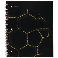 Five Star Spiral Notebook, 1 Subject, Wide Ruled Paper, 100 Sheets, 10-1/2" x 8", Sports, Soccer (05026AD8)