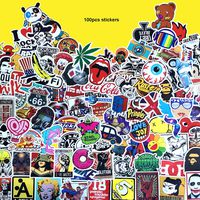 100 Pieces Waterproof Vinyl Stickers for Personalize Laptop,Piano，Car, Helmet, Skateboard, Luggage Graffiti Decals ，No-Duplicate Pack (A - Section)