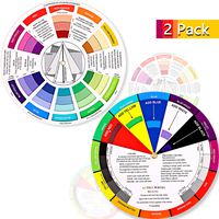 2 Pieces Color Wheel, Paint Mixing Learning Guide Art Class Teaching Tool Color Wheels for Makeup Blending Board Chart Color Mixed Guide Mix Colours (5.5 Inch/ 14 cm)